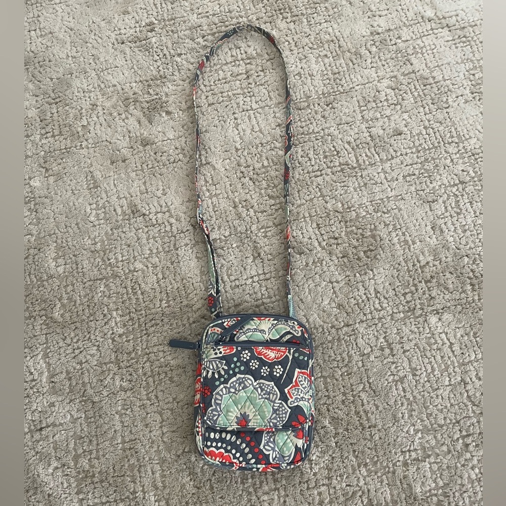 Vera Bradley Navy and Red Patterned Crossbody Bag